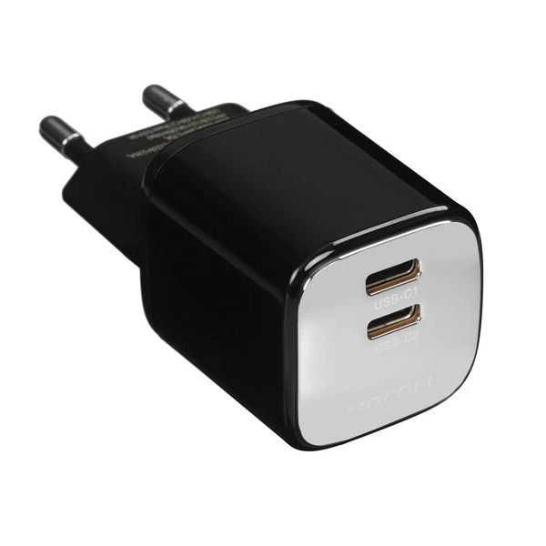 

Зарядное устройство сетевое MOCOLL Flash Series 35WFB 35W, 2*USB-C, чёрный, Flash Series