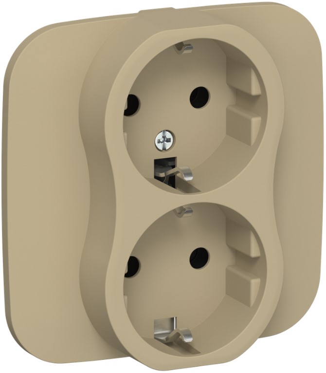 

Розетка двухместная с заземлением IEK FI-R21A-16-1-K59 FLITE без защитных шторок безвинтовое крепление 16А РС12-1-А-ФлХ хаки, FI-R21A-16-1-K59