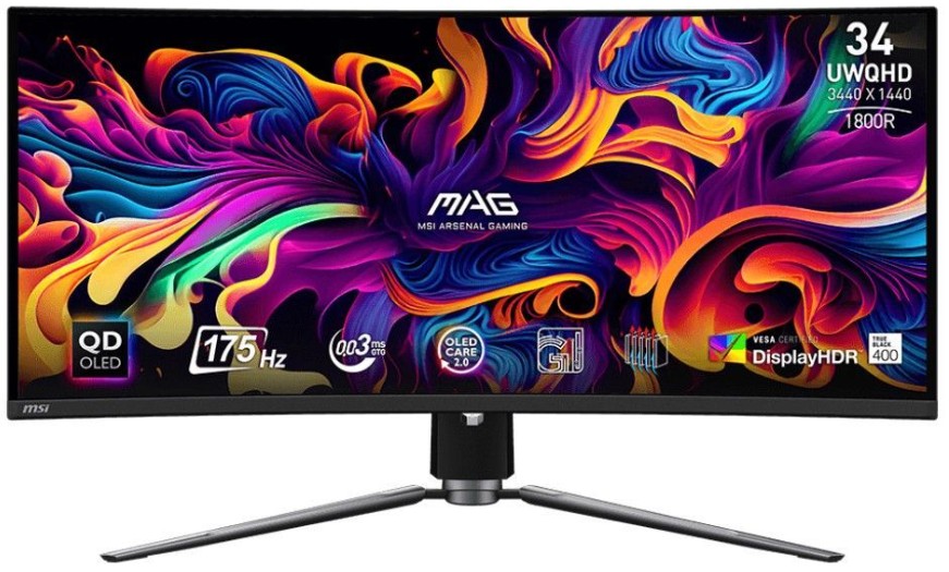 

Монитор 34" MSI MAG 341CQP 9S6-3DD04T-032 3440x1440, 21:9, QD-OLED, 250cd/m, 1500000:1, 0.03 ms, 178°/178°, 175Hz, 2*HDMI, DP, Type C, USB Hub, Curved, MAG 341CQP