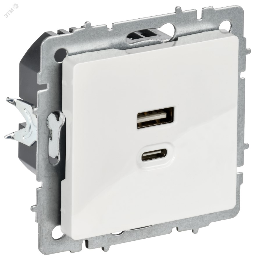 

Розетка USB IEK BR-U22-045-K01 BRITE Type A+C 45Вт высокоскоростная зарядка РЮ11-2-БрБ белый, BR-U22-045-K01