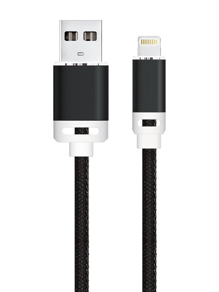 

Кабель интерфейсный Akai CE-606B 8-pin Apple Lightning 1м оплетка экокожа черный, CE-606B