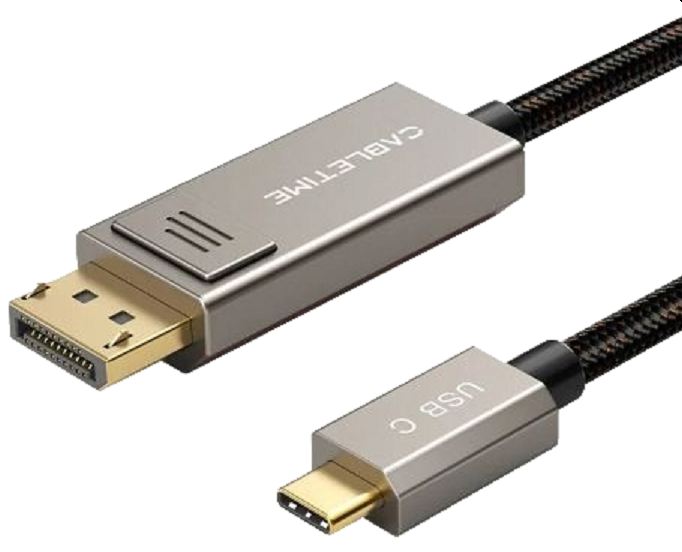 Кабель CABLETIME CC23L CT-CBD8K-ZG2 USB-C to DP (двунаправленный), 8K60Hz/4K144Hz, 2 м, чёрный
