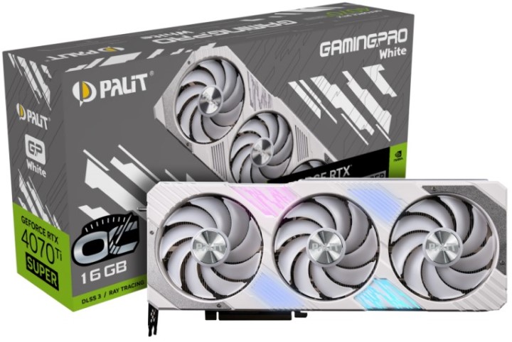 

Видеокарта PCI-E Palit GeForce RTX 4070 Ti SUPER GamingPro White OC (NED47TST19T2-1043W) 16GB GDDR6X 256bit 5nm 2340/21000MHz HDMI/3*DP, GeForce RTX 4070 Ti SUPER GamingPro White OC (NED47TST19T2-1043W)