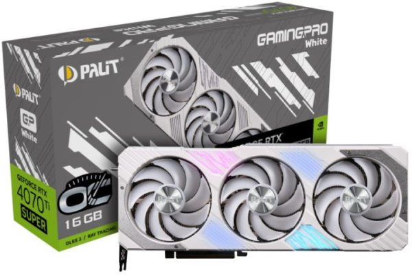 Изображение товара Видеокарта Palit GeForce RTX 4070 Ti SUPER GamingPro White OC 4 нм