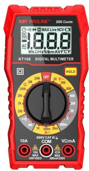 Изображение товара Мультиметр КВТ 86324 для измерения напряжения сопротивления и температуры PROLINE