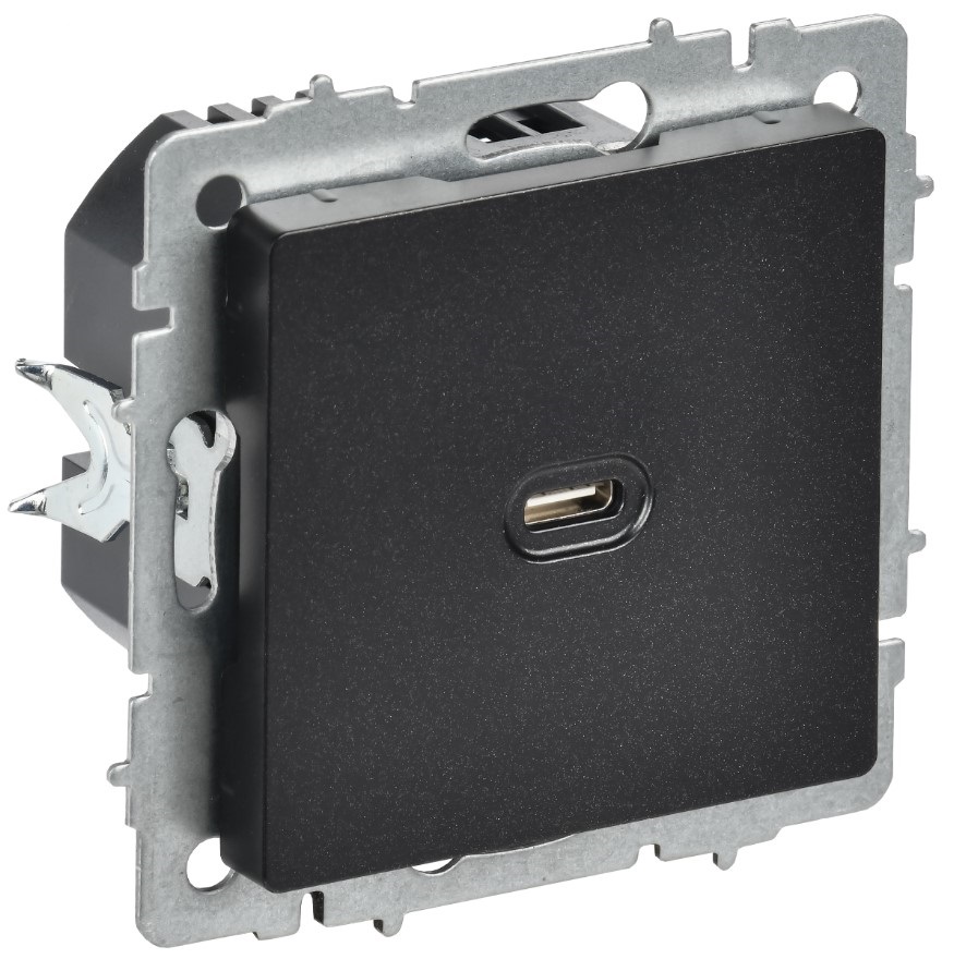 

Розетка USB IEK BR-U13-065-K02 BRITE Type C 65Вт высокоскоростная зарядка РЮ12-1-БрЧ черный, BR-U13-065-K02