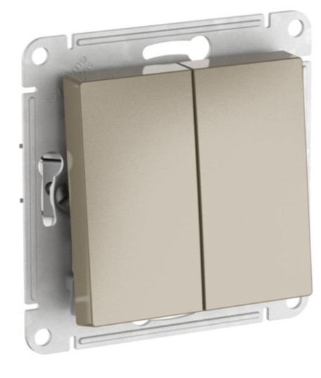 

Выключатель двухклавишный Systeme Electric ATN000551S ATLASDESIGN сх.5, 10АХ, мех., быстрозажим. клем., ШАМПАНЬ, ATN000551S