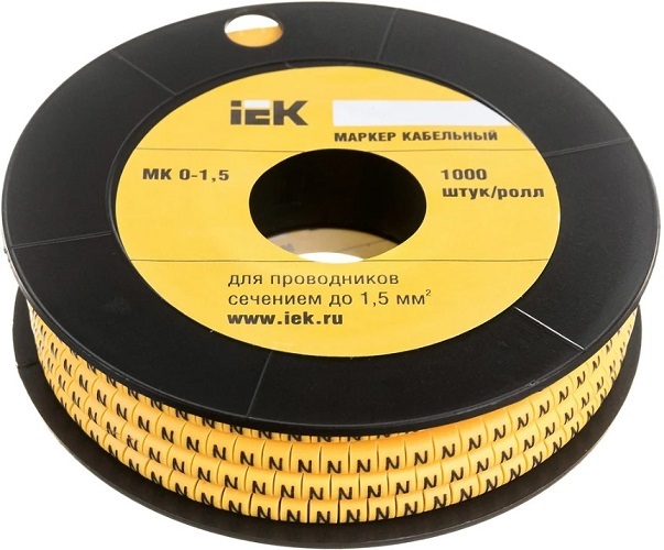 

Маркер на кабель IEK UMK00-N МК0- 1,5мм символ "N" (1000шт/упак), UMK00-N