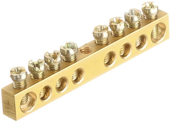 

Шина EKF sn0-63-08-r PEN "ноль-земля" (6x9мм) 8 отв. латунь крепеж по центру розн. стикер, sn0-63-08-r