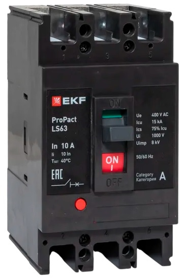 Изображение товара Автоматический выключатель EKF MCCB-63-15-3-10-LS литой корпус