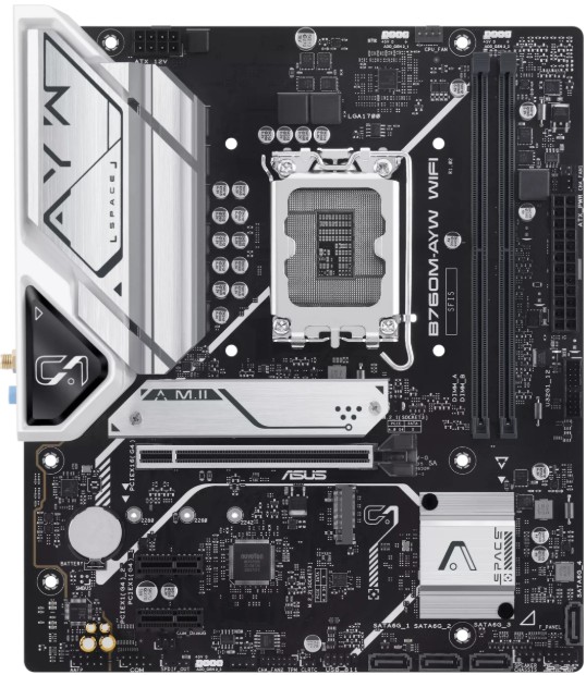 

Материнская плата mATX ASUS B760M-AYW WIFI-SI (LGA1700, B760, 2*DDR5, PCIe, 4*SATA, WiFi, BT, USB 2.0, USB 3.2), B760M-AYW WIFI-SI