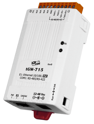 

Преобразователь ICP DAS tGW-715 CR Tiny Modbus/TCP to RTU/ASCII gateway with PoE and 1 RS-422/485 (RoHS), tGW-715 CR