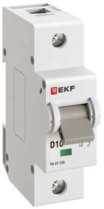 Изображение товара Автоматический выключатель EKF mcb47125-1-10D модульный с характеристикой D 10 А