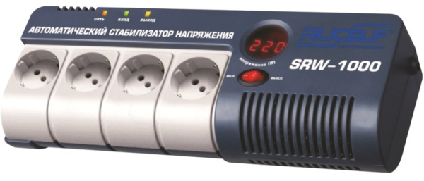 Изображение товара Стабилизатор напряжения RUCELF SRW-1000-D с 4 розетками