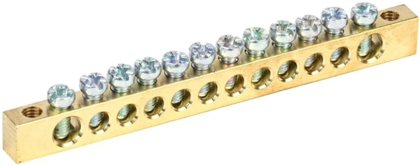 Изображение товара Шина PEN земля-ноль IEK 6х9мм 12 отверстий для щитового оборудования