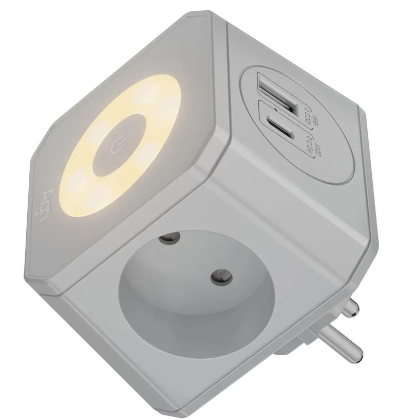 

Тройник AGNI TP-WJ2U3E-L-gray 3 розетки, 16А, 4000Вт, 220-250В, USB, Type-C, серый, TP-WJ2U3E-L-gray