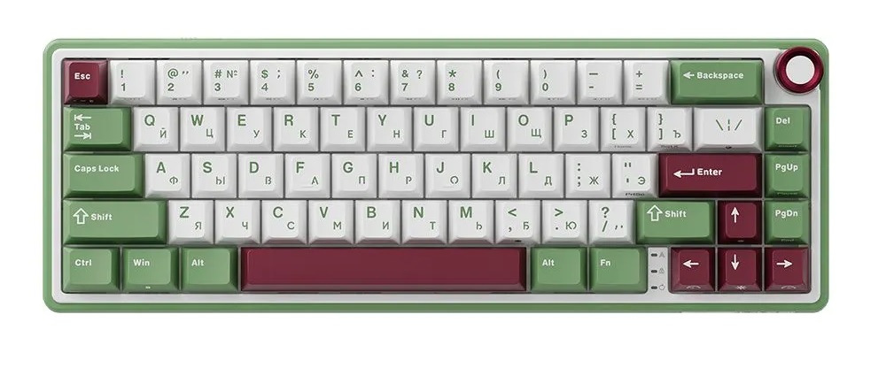 

Клавиатура проводная Royal Kludge R65 6935280823930 механическая, 66 клавиш, RK Brown, цвет: зеленый, R65