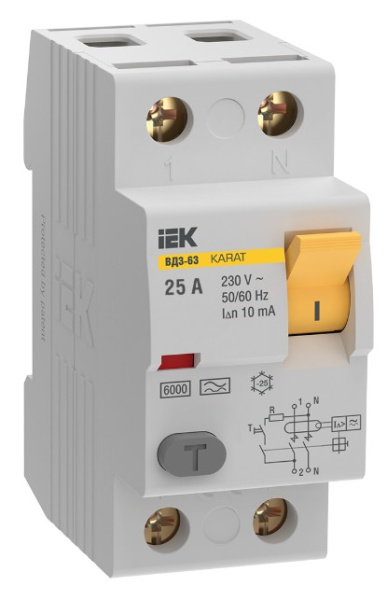 Изображение товара УЗО IEK MDV21-2-025-010 защита от утечек тока 25 А 30 мА