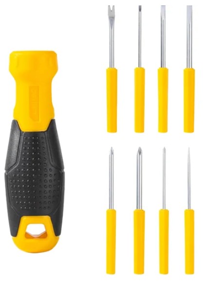 

Отвертка Deli DL636009 многофункциональная 8-в-1 биты PH0, PH1, PH2, SL3, SL5, SL6, Y-образная, точечная, сталь Cr-V, DL636009