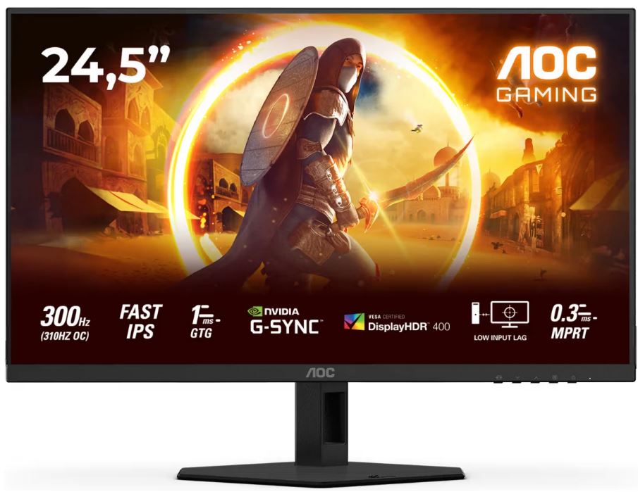 

Монитор 24,5" AOC 25G4SRE 1920x1080, WLED, 16:9, FAST IPS, 400cd/m, 1000:1, 1ms, 178/178, HDMI, DP, 310Hz, black, 25G4SRE