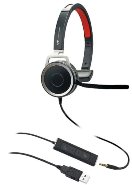 Изображение товара Гарнитура VT X208 Проводная моногарнитура USB/Jack 3,5 мм