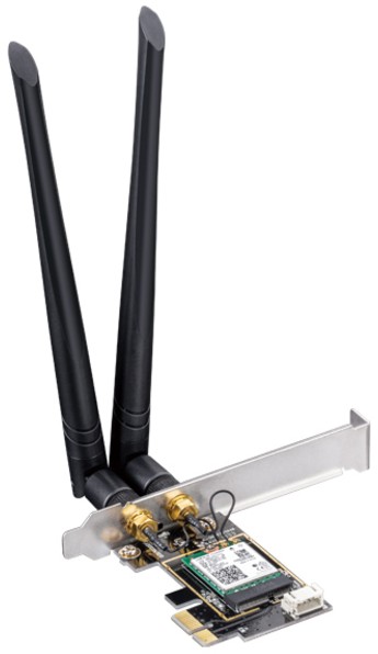 

Адаптер Cudy WE3000 3000Mbps Wi-Fi 6 / Bluetooth 5.0 PCI Express, Intel AX200 module, 2T2R, 2402Mbps at 5GHz + 574Mbps at 2.4GHz, 802.11ax/ac/a/b/g/n,, WE3000