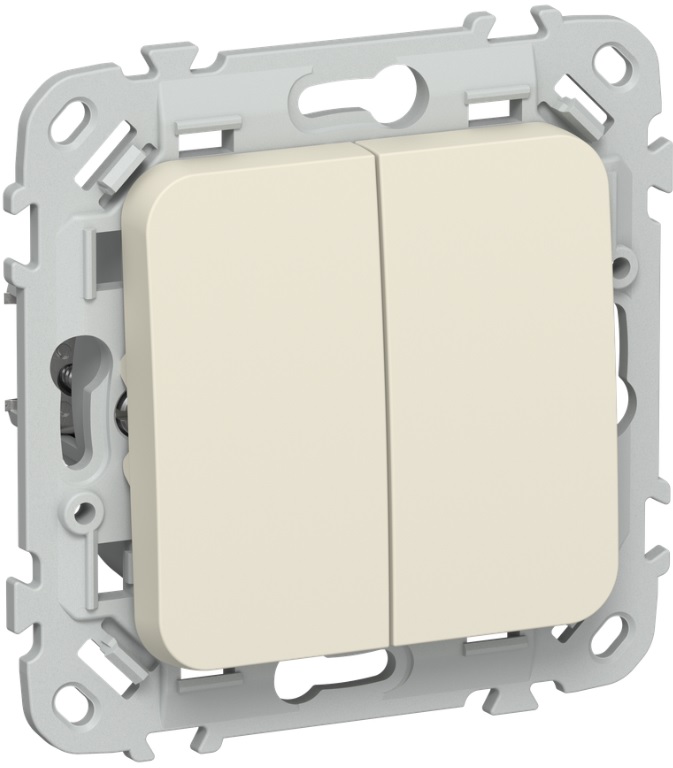 

Выключатель двухклавишный IEK FI-V20-0-10-1-K86 FLITE 10А ВС12-1-0-ФлСл сливочный, FI-V20-0-10-1-K86