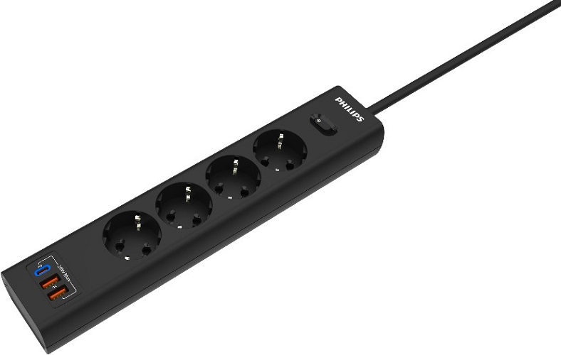 

Сетевой фильтр Philips CHP4346BA/51 4 Розетки с USB PD/QC3.0 (5/9/12В) 20Вт кабель - 2M черный, CHP4346BA/51