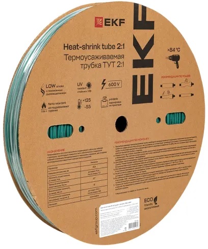 

Термоусаживаемая трубка EKF tut-4-j ТУТ нг 4/2 зелёная рулон, tut-4-j