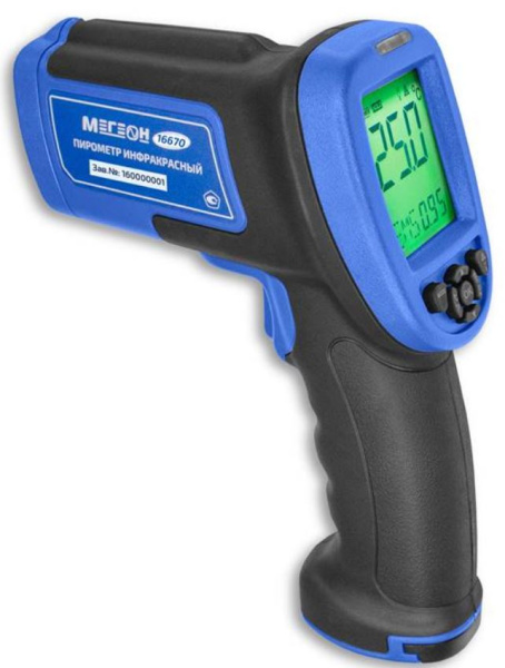 Изображение товара Профессиональный пирометр МЕГЕОН 16670 инфракрасный точный измеритель