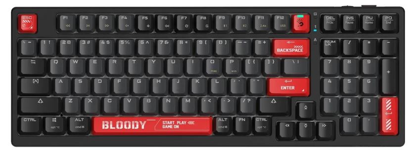 

Клавиатура Wireless A4Tech Bloody WS98 механическая черный USB BT/Radio Multimedia for gamer LED (2027344), Bloody WS98