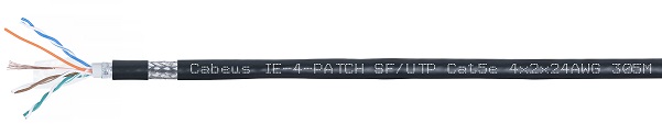 

Кабель витая пара SF/UTP 5e кат. 4 пары Cabeus IE-4-PATCH 24AWG(19х0.12 мм), медь, многожильный (stranded), универсальный (внеш./внутр.), FR-PVC/PVC,, IE-4-PATCH