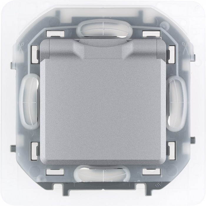 

Розетка Legrand 673742 Inspiria алюминий 2К+З IP 44 с откидной крышкой и шторками - немецкий стандарт - 16 А - 250 В, 673742