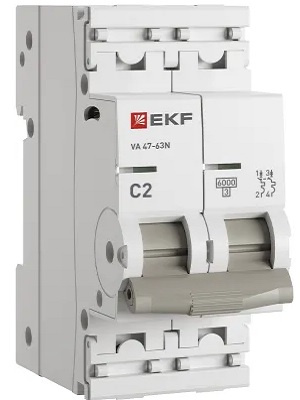 Изображение товара Автоматический выключатель EKF M636202C PROxima 2 полюса 6 кА 230В