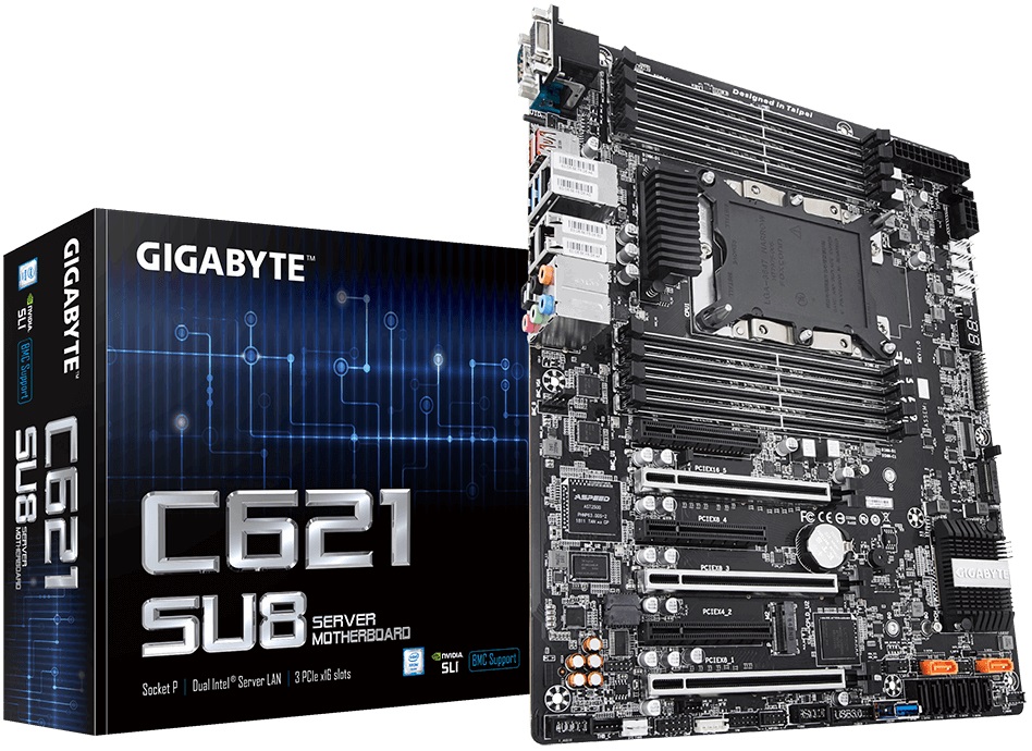 

Материнская плата ATX GIGABYTE GA-C621-SU8 LGA3647,C621,8*DDR4(2933),8*SATA 6G,2*M.2.,6*PCI-E,7.1CH,3*Glan,7*USB 3.1,D-Sub, GA-C621-SU8