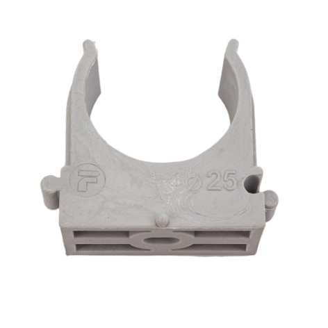 Изображение товара Клипса Rexant 28-0125-2 для крепления труб, 25 мм, серый пластиковый зажим