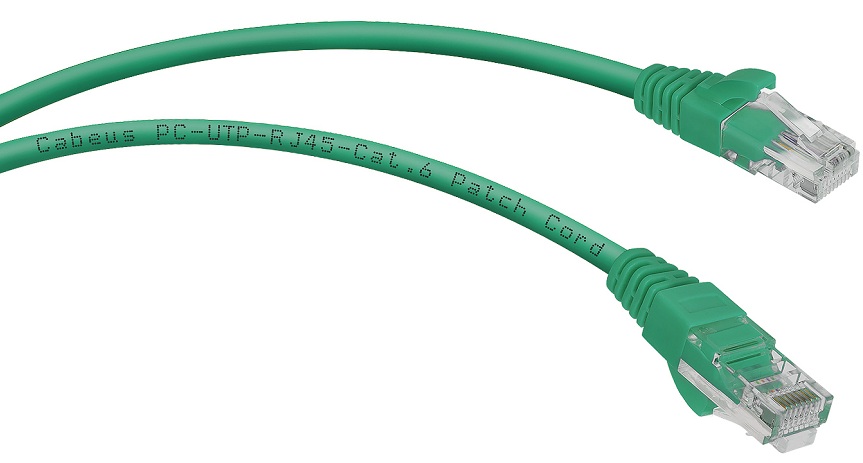фото Кабель патч-корд U/UTP 6 кат. 1м  Cabeus PC-UTP-RJ45-Cat.6-1m-GN-LSZH