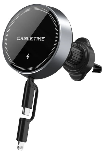 Изображение товара Зарядное устройство CABLETIME CE13B с беспроводной и проводной зарядкой 20 Вт