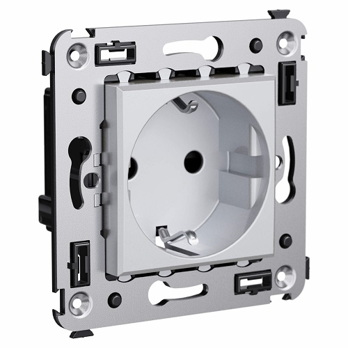 

Розетка DKC 4404003 в стену, 2P+E, с з/ш, "Закалённая сталь", "Avanti", 4404003