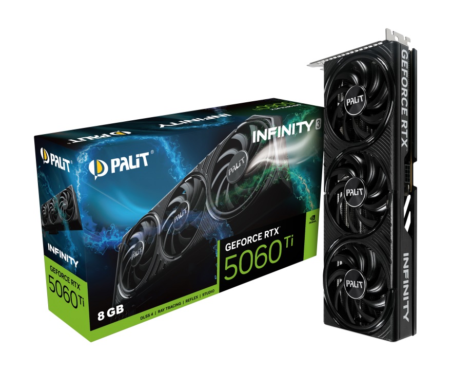 

Видеокарта PCI-E Palit GeForce RTX 5060 Ti INFINITY (NE7506T019P1-GB2062S) 8GB GDDR7 128bit 5nm 2573/28000MHz HDMI 3*DP, GeForce RTX 5060 Ti INFINITY (NE7506T019P1-GB2062S)