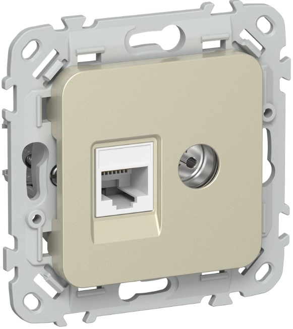 

Розетка IEK FI-AK22-1-K37 FLITE 2-местная RJ45/TV категория 5Е UTP РКТВ5е-2-0-ФлШ шампань, FI-AK22-1-K37