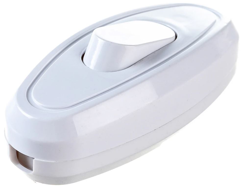 

Выключатель Rexant 36-3016 кнопка 250V 6А ON-OFF белый на электропровод (для настольной лампы / для бра), 36-3016