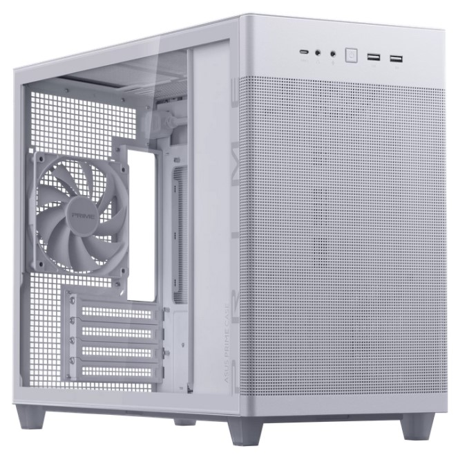 

Корпус mATX ASUS Prime AP201 90DC00G3-B39010 белый, без БП, боковая панель из закаленного стекла, USB Type-C, 2*USB 3.2, audio, Prime AP201