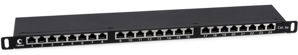 Изображение товара Патч-панель Cabeus PLHD-24-Cat6a-SH-Dual-0,5U 24 порта Ethernet экранированная