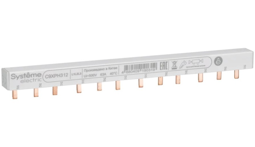 

Шина гребенчатая Systeme Electric C9XPH312 3P (L1L2L3) 18мм 12мод 63А, C9XPH312