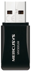 

Сетевой адаптер Mercusys MW300UM Wi-Fi 300Mbps, 802.11b/g/n, USB2.0, MW300UM