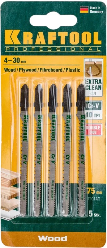 

Пилка для электролобзика Kraftool 159514-2.5-S5 Cr-V, по дереву, фанере, ламинату, фигурный рез, EU-хвост., шаг 2,5мм., 75мм., 5шт., 159514-2.5-S5