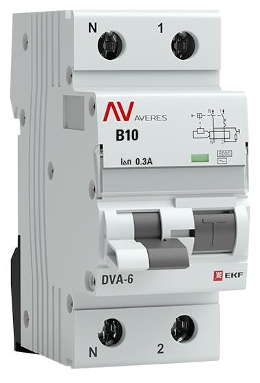 

Автомат дифференциальный EKF rcbo6-1pn-10B-300-ac-av DVA-6 1P+N 10А (B) 300мА (AC) 6кА AVERES, rcbo6-1pn-10B-300-ac-av