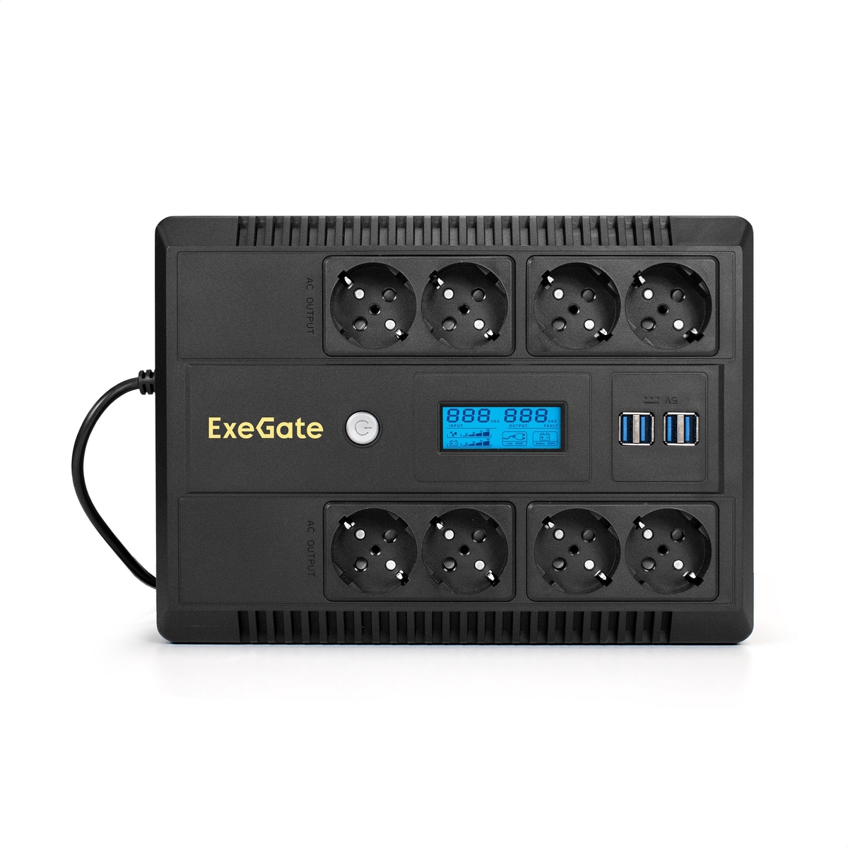 

Источник бесперебойного питания Exegate NEO Smart LHB-650.LCD.AVR.8SH.CH.RJ.USB EX295013RUS 650VA/390W, LCD, AVR, 8*Schuko, RJ45/11, USB, 4*USB-порта, NEO Smart LHB-650.LCD.AVR.8SH.CH.RJ.USB