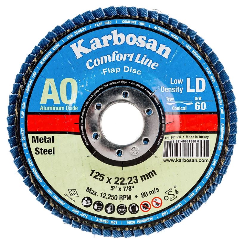 

Круг лепестковый ООО САМ KAR-981380 Karbosan КЛТ 125х22/Р60 Comfort Line AO LD Flap Конический, KAR-981380